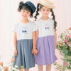 子供服 女の子 チェリー ロゴ刺繍 プリーツ風ドッキングワンピース