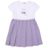 子供服 女の子 チェリー ロゴ刺繍 プリーツ風ドッキングワンピース パープル(91) 正面