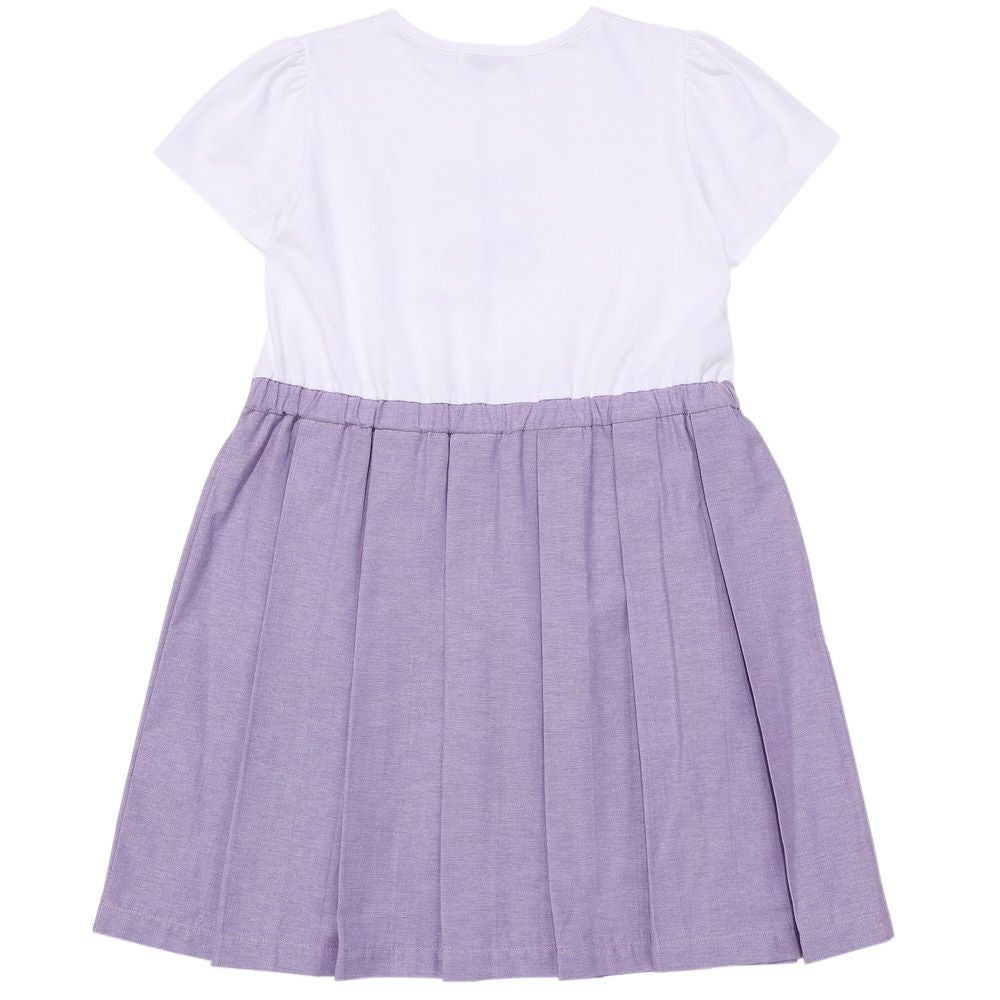 子供服 女の子 チェリー ロゴ刺繍 プリーツ風ドッキングワンピース パープル(91) 背面