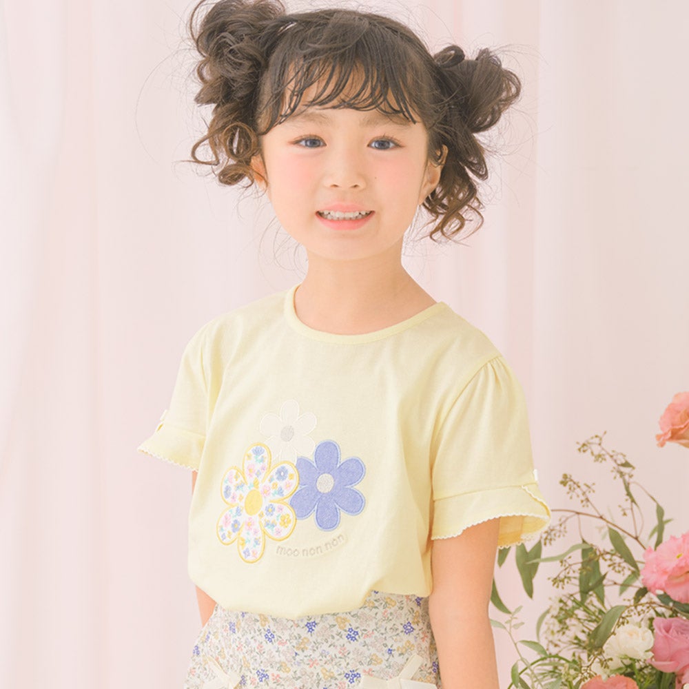 ベビー服 女の子 子ども服 こども キッズジュニア 綿100％ お花 ロゴ刺繍 リボン