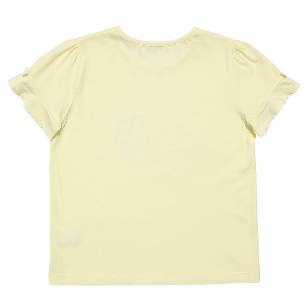 ベビー服 女の子 子ども服 こども キッズジュニア 綿100％ お花 ロゴ刺繍 リボン イエロー(04) 背面