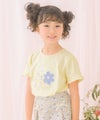 ベビー服 女の子 子ども服 こども キッズジュニア 綿100％ お花 ロゴ刺繍 リボン イエロー(04) モデル画像アップ