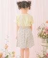 ベビー服 女の子 子ども服 こども キッズジュニア 綿100％ お花 ロゴ刺繍 リボン イエロー(04) モデル画像全身