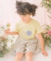 ベビー服 女の子 子ども服 こども キッズジュニア 綿100％ お花 ロゴ刺繍 リボン イエロー(04) モデル画像1
