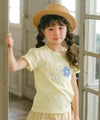 ベビー服 女の子 子ども服 こども キッズジュニア 綿100％ お花 ロゴ刺繍 リボン イエロー(04) モデル画像