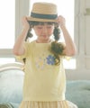 ベビー服 女の子 子ども服 こども キッズジュニア 綿100％ お花 ロゴ刺繍 リボン イエロー(04) モデル画像