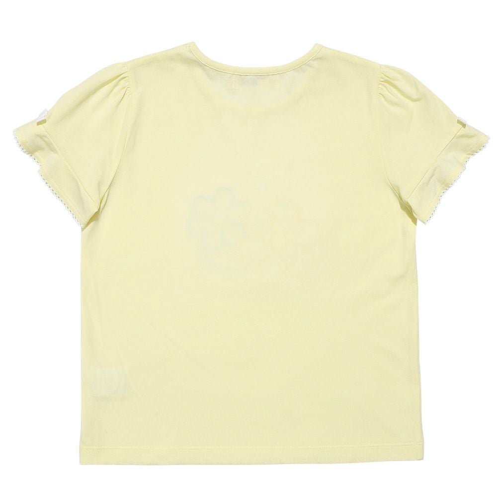 ベビー服 女の子 綿100％ お花 ロゴ刺繍 リボンつきTシャツ オフホワイト(11) 背面