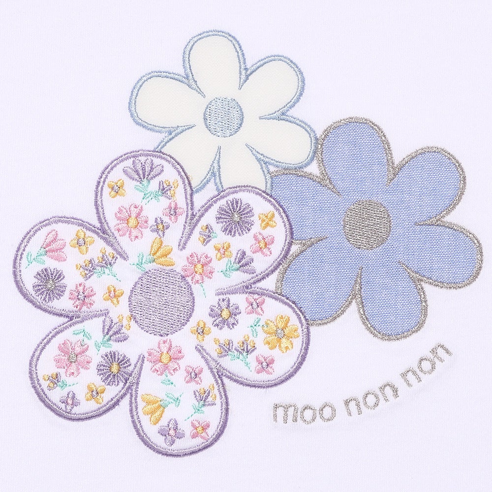 ベビー服 女の子 子ども服 こども キッズジュニア 綿100％ お花 ロゴ刺繍 リボン オフホワイト(11) デザインポイント1