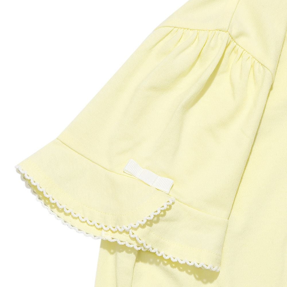 ベビー服 女の子 綿100％ お花 ロゴ刺繍 リボンつきTシャツ オフホワイト(11) デザインポイント2