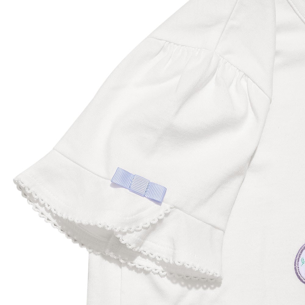 ベビー服 女の子 子ども服 こども キッズジュニア 綿100％ お花 ロゴ刺繍 リボン オフホワイト(11) デザインポイント2