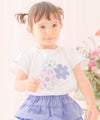 ベビー服 女の子 子ども服 こども キッズジュニア 綿100％ お花 ロゴ刺繍 リボン オフホワイト(11) モデル画像アップ