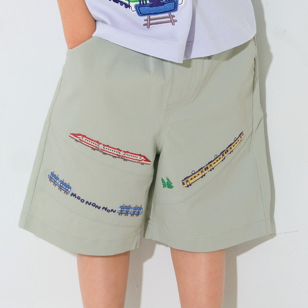電車 乗り物刺繍 ストレッチハーフパンツ｜ベビー・子供服 通販