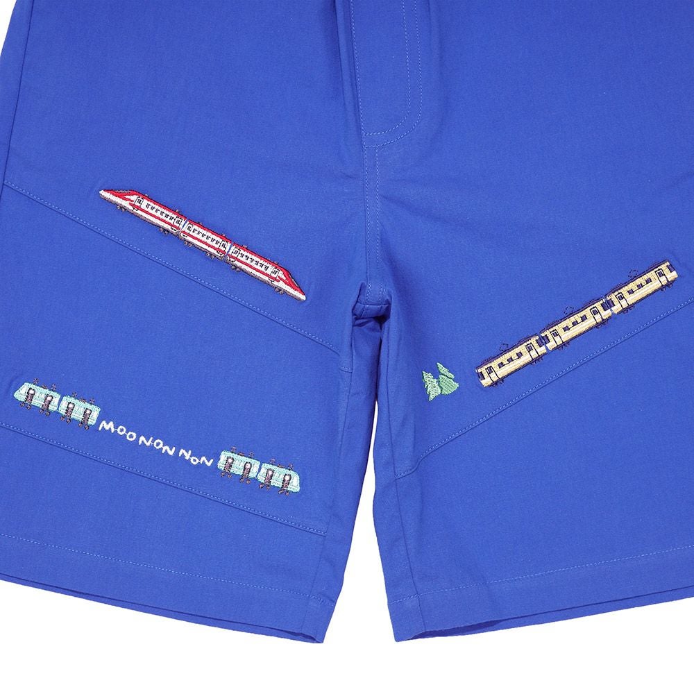 ベビー服 男の子 電車 乗り物刺繍 ストレッチハーフパンツ ブルー(61) デザインポイント1