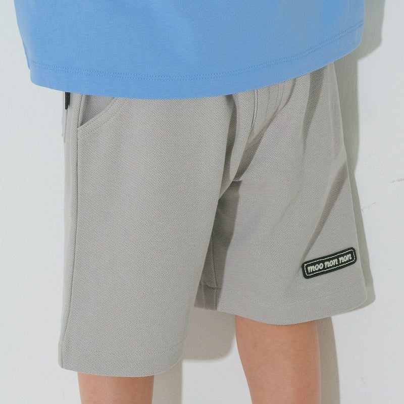 ベビー服 男の子 綿100％ ロゴワッペン 鹿の子ハーフパンツ