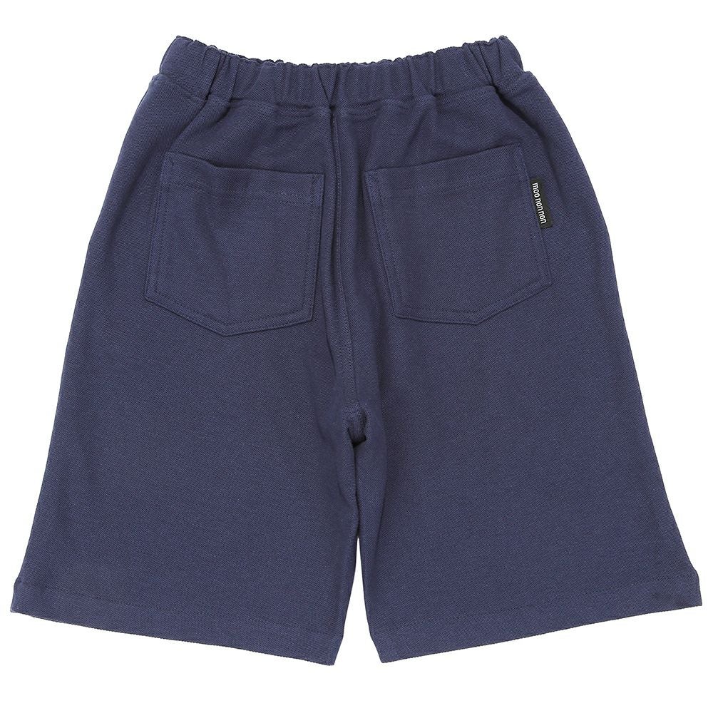 ベビー服 男の子 綿100％ ロゴワッペン 鹿の子ハーフパンツ ネイビー(06) 背面