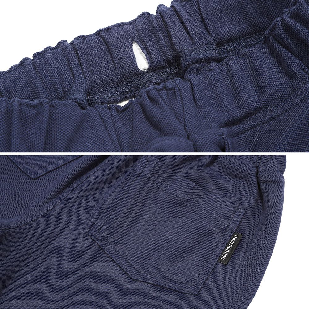 ベビー服 男の子 綿100％ ロゴワッペン 鹿の子ハーフパンツ ネイビー(06) デザインポイント2