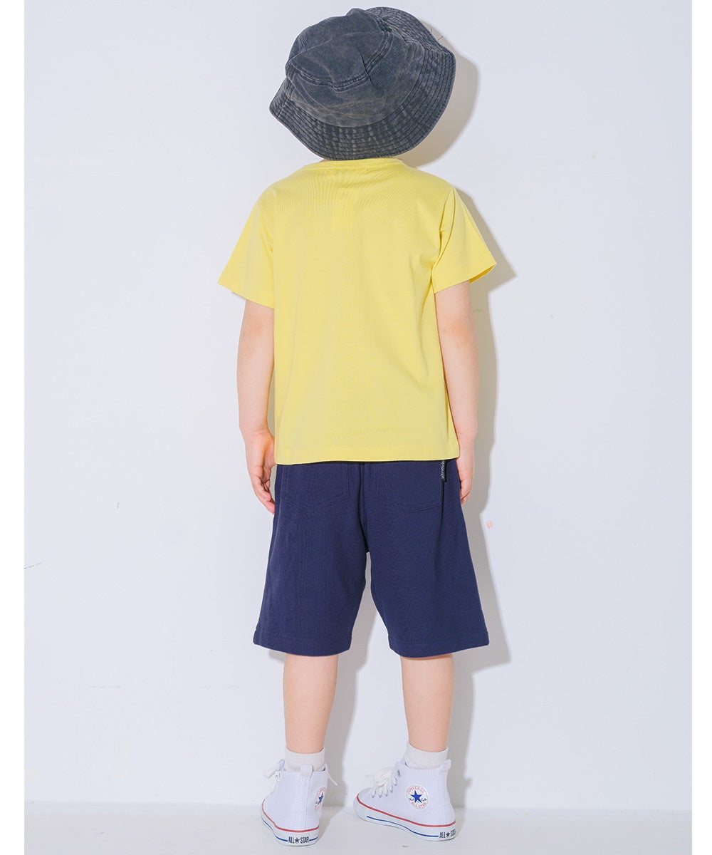 ベビー服 男の子 子ども服 こども キッズ ジュニア　綿100％ ロゴワッペン ウエストゴム ポケットつき ネイビー(06) モデル画像2