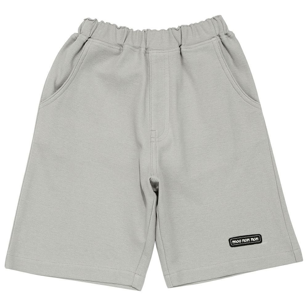 ベビー服 男の子 綿100％ ロゴワッペン 鹿の子ハーフパンツ グレー(09) 正面