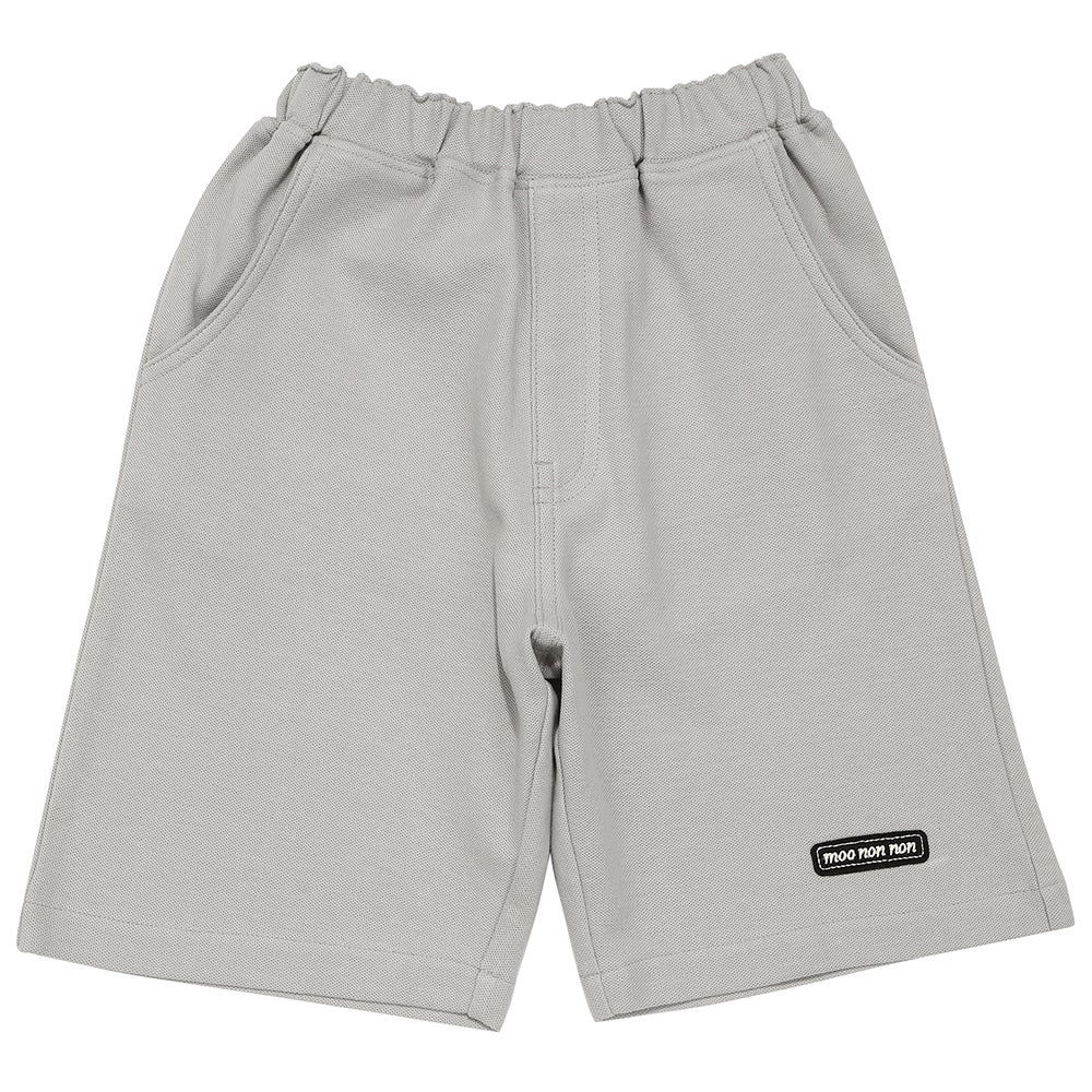 ベビー服 男の子 子ども服 こども キッズ ジュニア　綿100％ ロゴワッペン ウエストゴム ポケットつき グレー(09) 正面