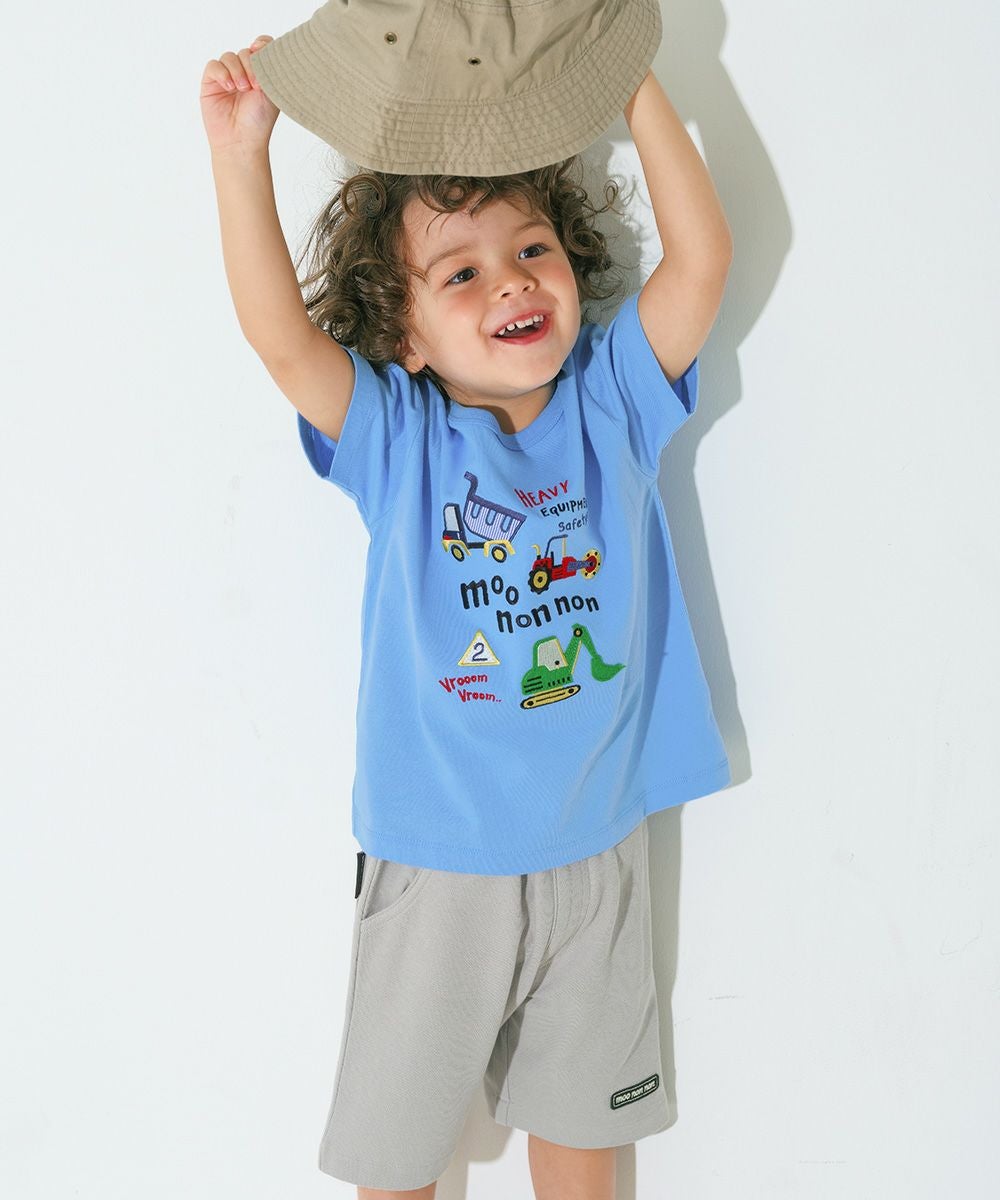 ベビー服 男の子 綿100％ ロゴワッペン 鹿の子ハーフパンツ グレー(09) モデル画像1