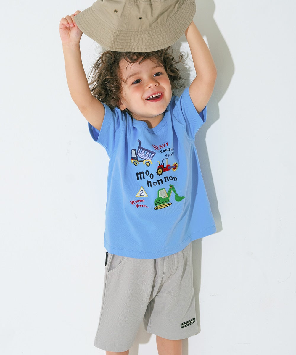 ベビー服 男の子 子ども服 こども キッズ ジュニア　綿100％ ロゴワッペン ウエストゴム ポケットつき グレー(09) モデル画像1