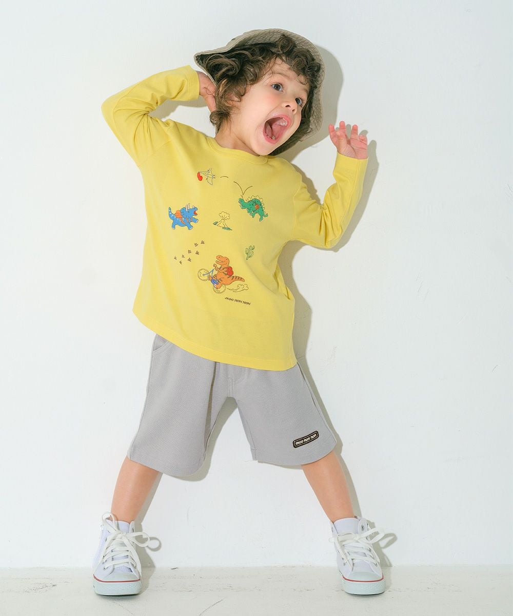 ベビー服 男の子 綿100％ ロゴワッペン 鹿の子ハーフパンツ グレー(09) モデル画像2