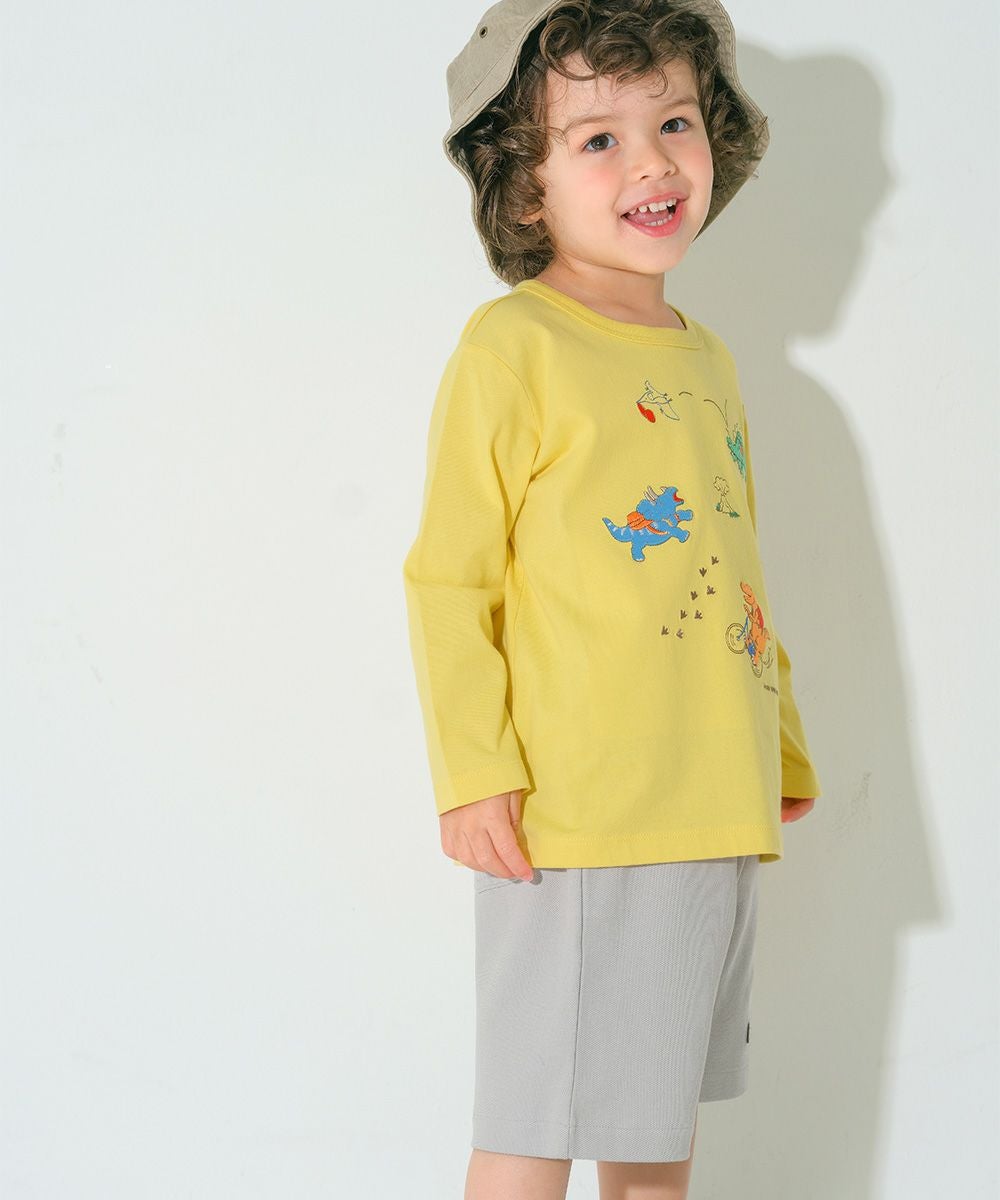 ベビー服 男の子 綿100％ ロゴワッペン 鹿の子ハーフパンツ グレー(09) モデル画像3