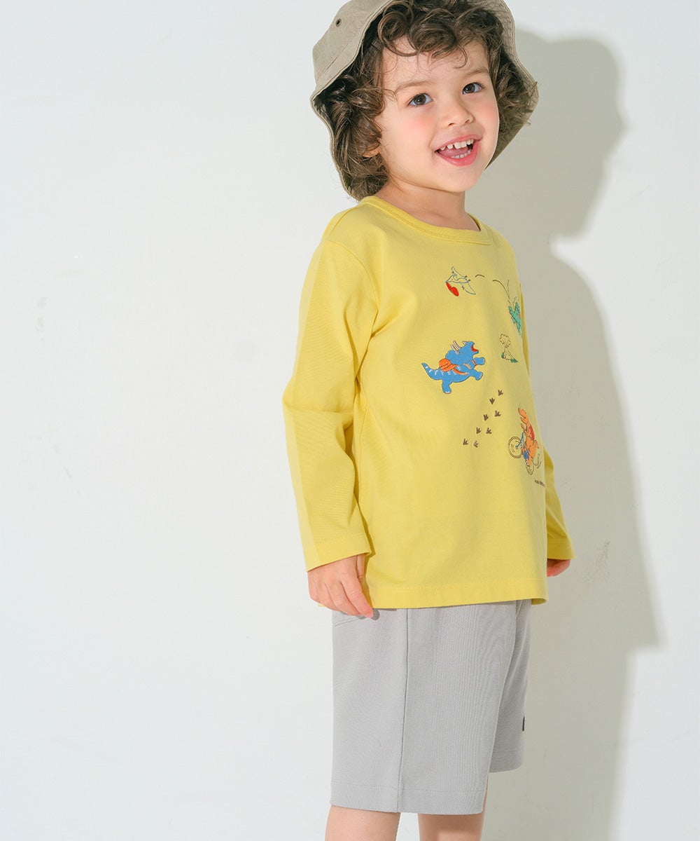 ベビー服 男の子 子ども服 こども キッズ ジュニア　綿100％ ロゴワッペン ウエストゴム ポケットつき グレー(09) モデル画像3