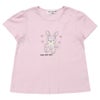 ベビー服 女の子 子ども服 こども服 キッズ 綿100％ うさぎ アップリケ 花柄 バックリボン Aライン ピンク(02) 正面