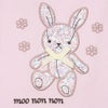 ベビー服 女の子 綿100％ 花柄うさぎアップリケ バックリボンつきTシャツ ピンク(02) デザインポイント1