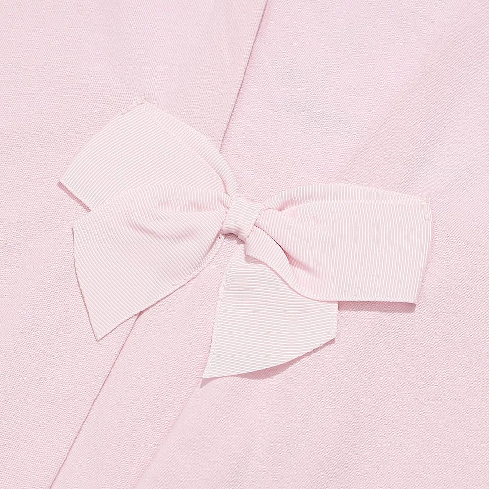 ベビー服 女の子 綿100％ 花柄うさぎアップリケ バックリボンつきTシャツ ピンク(02) デザインポイント2