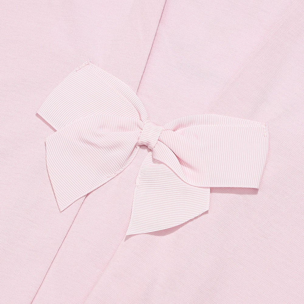 ベビー服 女の子 子ども服 こども服 キッズ 綿100％ うさぎ アップリケ 花柄 バックリボン Aライン ピンク(02) デザインポイント2