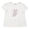 ベビー服 女の子 子ども服 こども服 キッズ 綿100％ うさぎ アップリケ 花柄 バックリボン Aライン オフホワイト(11) 正面