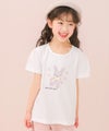 ベビー服 女の子 子ども服 こども服 キッズ 綿100％ うさぎ アップリケ 花柄 バックリボン Aライン オフホワイト(11) モデル画像1