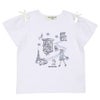 子供服 女の子 綿100％ パリ風景刺繍 お花モチーフ肩あきTシャツ オフホワイト(11) 正面