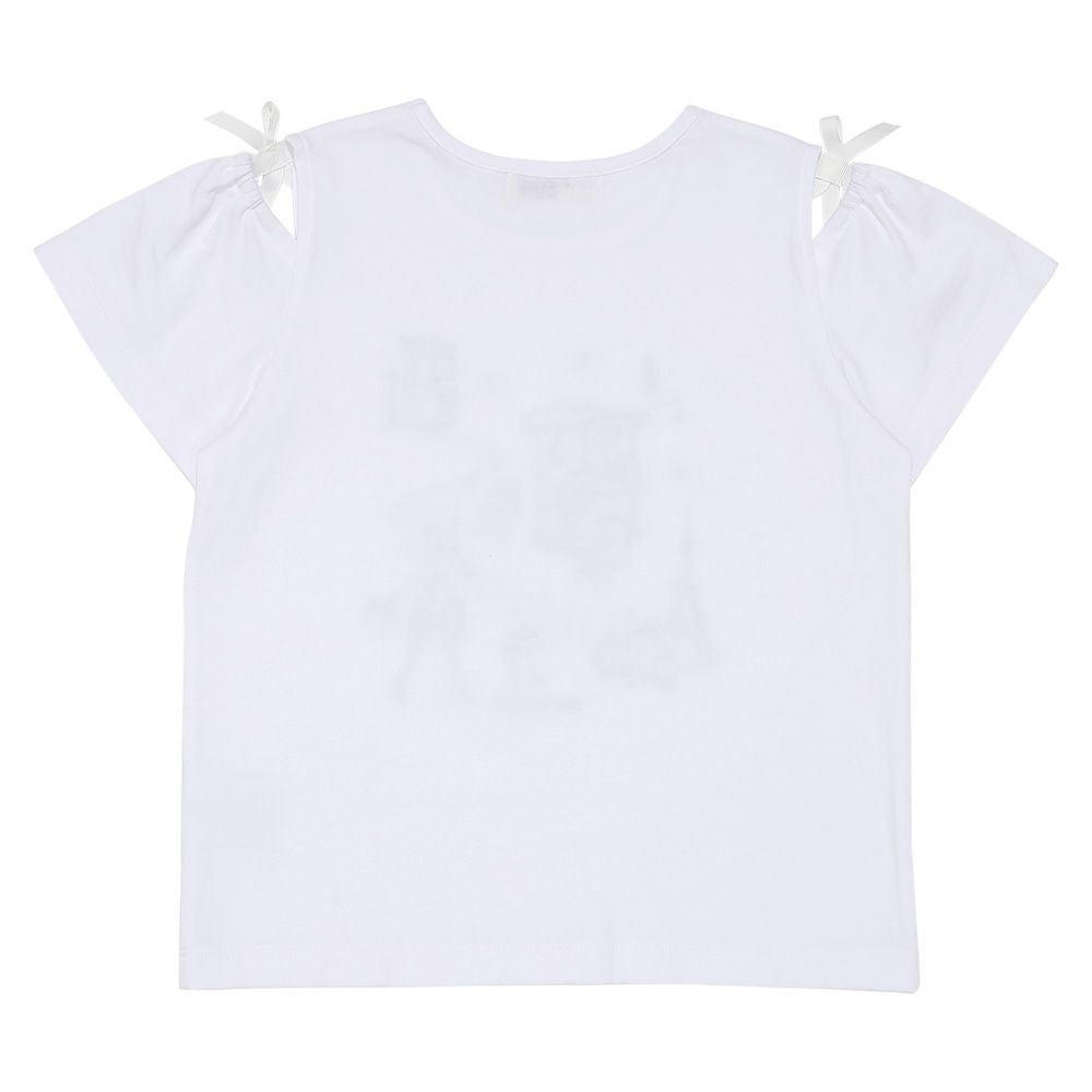 子供服 女の子 綿100％ パリ風景刺繍 お花モチーフ肩あきTシャツ オフホワイト(11) 背面