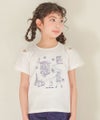 子供服 女の子 綿100％ パリ風景刺繍 お花モチーフ肩あきTシャツ オフホワイト(11) モデル画像アップ
