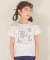 子供服 女の子 子ども服 こども服 キッズ ジュニア 綿100％ パリ風景 刺繍 お花 モチーフ付き 肩あき オフホワイト(11) モデル画像アップ