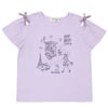 子供服 女の子 綿100％ パリ風景刺繍 お花モチーフ肩あきTシャツ パープル(91) 正面