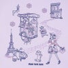 子供服 女の子 綿100％ パリ風景刺繍 お花モチーフ肩あきTシャツ パープル(91) デザインポイント1