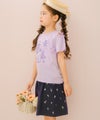 子供服 女の子 子ども服 こども服 キッズ ジュニア 綿100％ パリ風景 刺繍 お花 モチーフ付き 肩あき パープル(91) モデル画像2