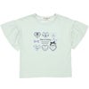 子供服 女の子 子ども服 こども服 キッズ ジュニア 綿100％ ロゴ ハート お花 刺繍 リボン ティーシャツ グリーン(08) 正面