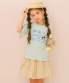 子供服 女の子 子ども服 こども服 キッズ ジュニア 綿100％ ロゴ ハート お花 刺繍 リボン ティーシャツ グリーン(08) モデル画像全身