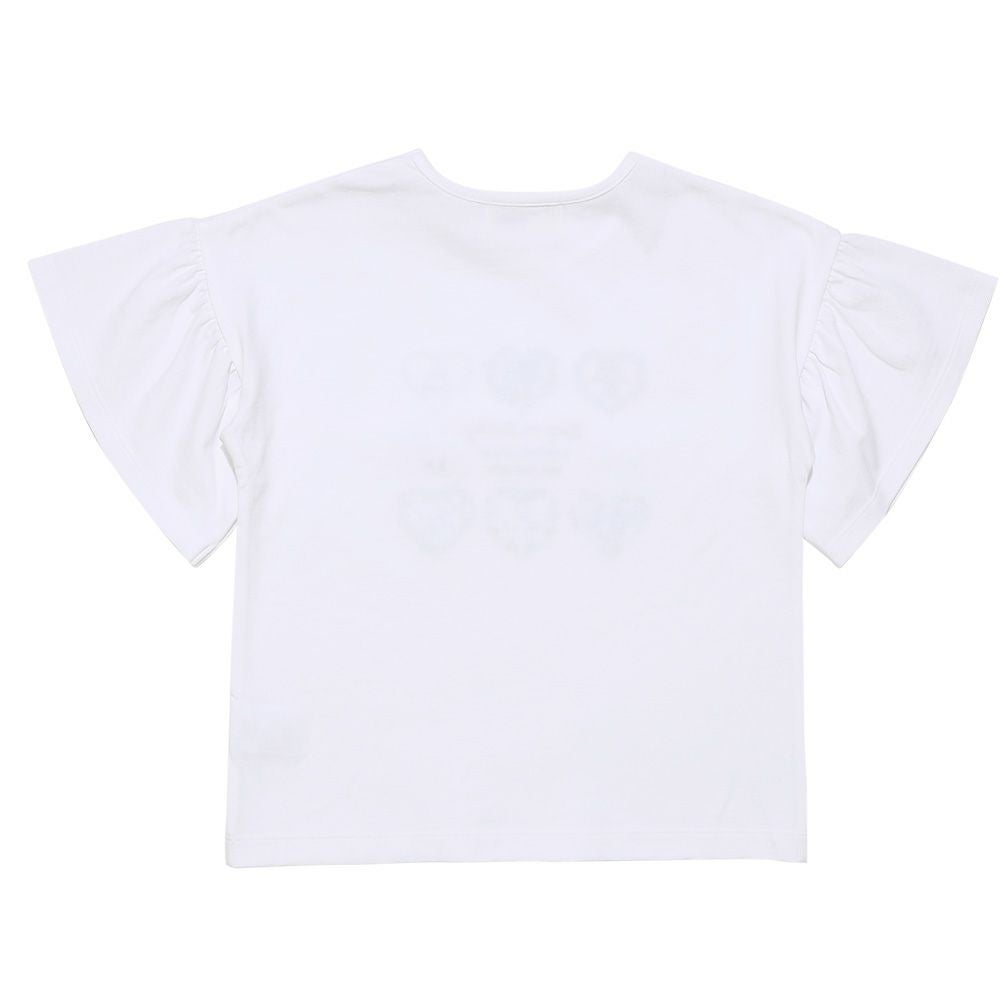 子供服 女の子 綿100％ ロゴハートお花刺繍 リボンTシャツ オフホワイト(11) 背面