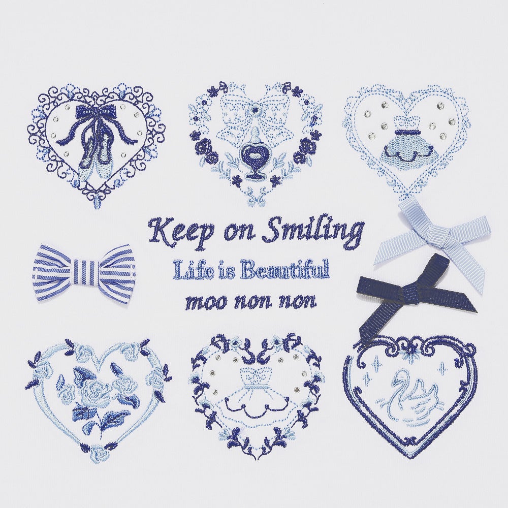 子供服 女の子 子ども服 こども服 キッズ ジュニア 綿100％ ロゴ ハート お花 刺繍 リボン ティーシャツ オフホワイト(11) デザインポイント1