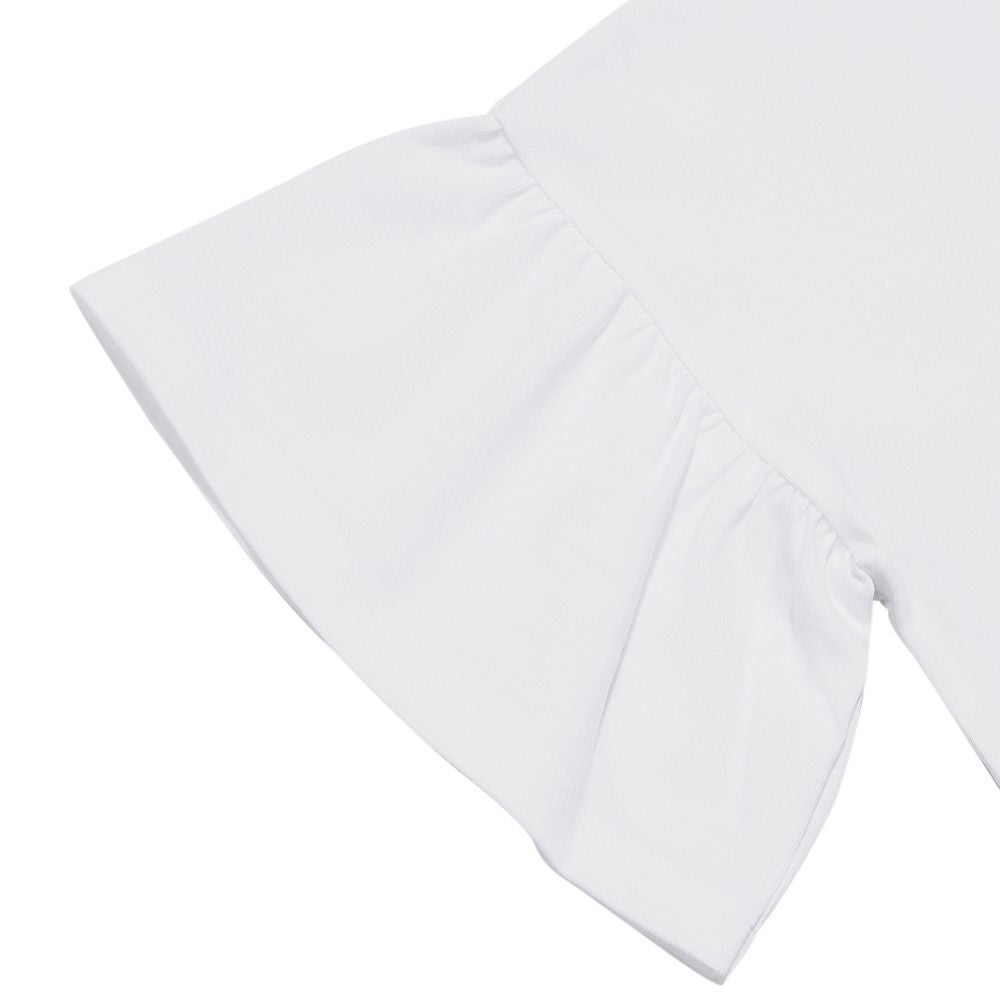 子供服 女の子 綿100％ ロゴハートお花刺繍 リボンTシャツ オフホワイト(11) デザインポイント2