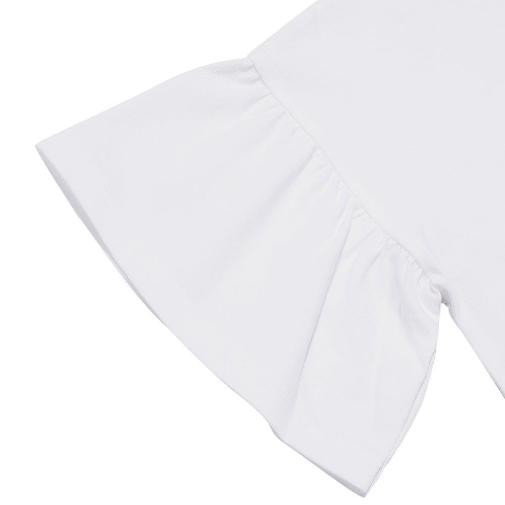 子供服 女の子 子ども服 こども服 キッズ ジュニア 綿100％ ロゴ ハート お花 刺繍 リボン ティーシャツ オフホワイト(11) デザインポイント2