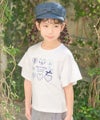 子供服 女の子 子ども服 こども服 キッズ ジュニア 綿100％ ロゴ ハート お花 刺繍 リボン ティーシャツ オフホワイト(11) モデル画像アップ