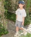 子供服 女の子 子ども服 こども服 キッズ ジュニア 綿100％ ロゴ ハート お花 刺繍 リボン ティーシャツ オフホワイト(11) モデル画像全身