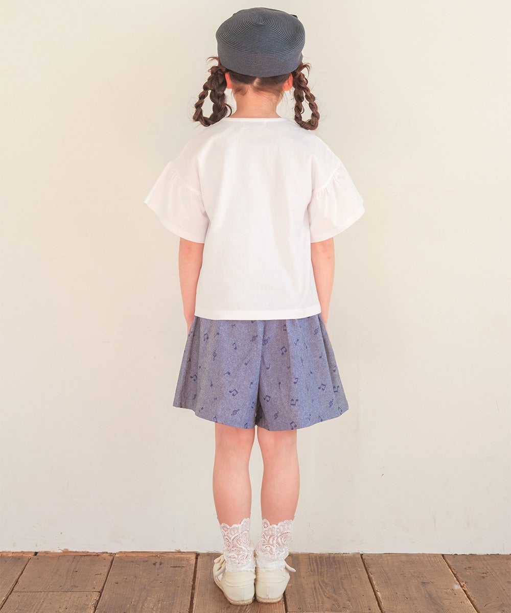 子供服 女の子 子ども服 こども服 キッズ ジュニア 綿100％ ロゴ ハート お花 刺繍 リボン ティーシャツ オフホワイト(11) モデル画像4